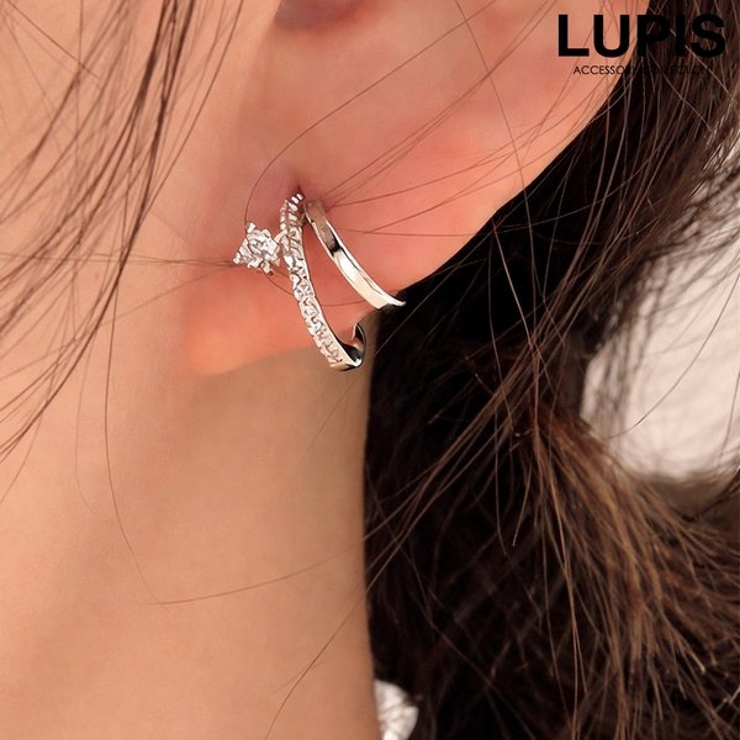 【S925ポスト】シャイニングダブルラインフープピアス | LUPIS | 詳細画像1 