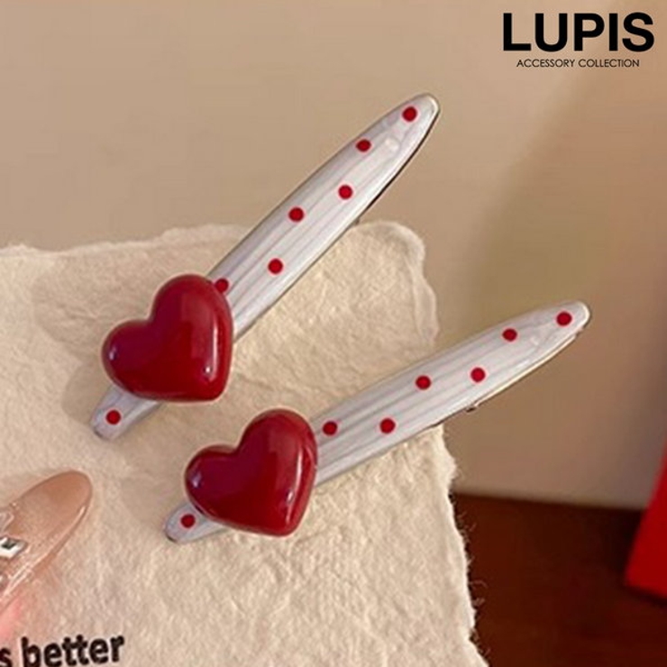 ≪1個入り≫ドット柄ハートポイントヘアクリップ | LUPIS | 詳細画像1 