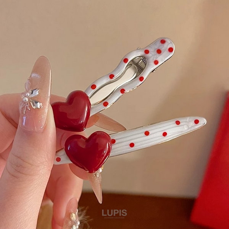 ≪1個入り≫ドット柄ハートポイントヘアクリップ | LUPIS | 詳細画像2 