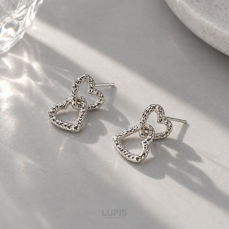 【S925ポスト】2連ハートピアス | LUPIS | 詳細画像4 