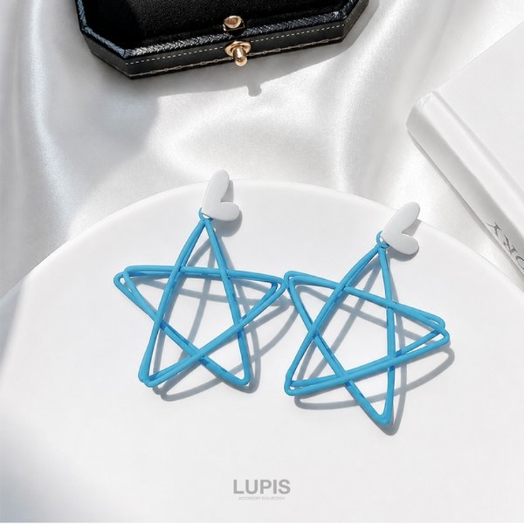 【S925ポスト】ハート×ワイヤースターピアス | LUPIS | 詳細画像2 