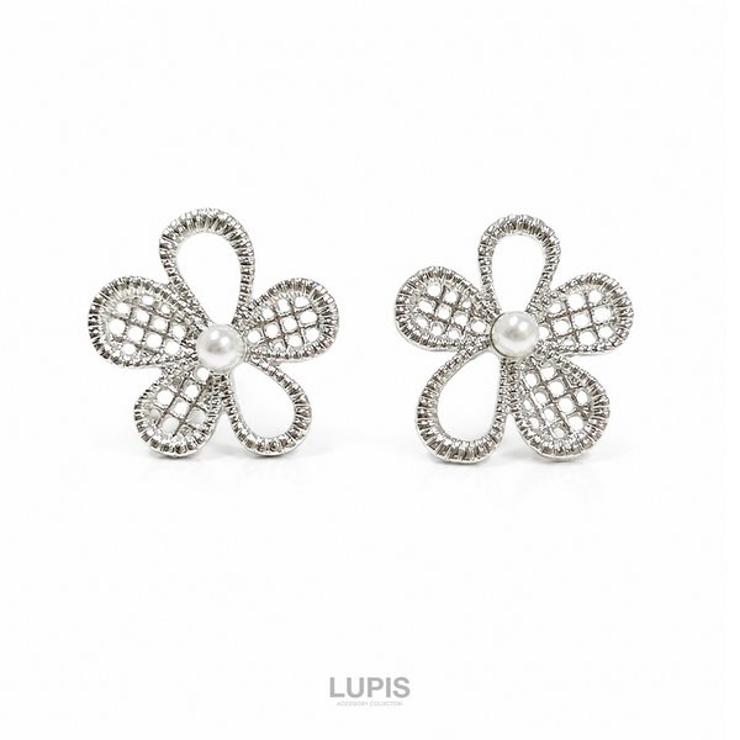 【S925ポスト】メタルレースフラワーピアス | LUPIS | 詳細画像5 