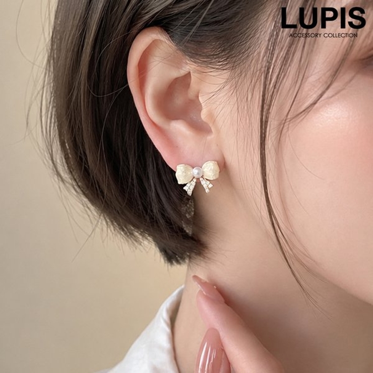 【S925ポスト】マーブルリボンピアス | LUPIS | 詳細画像1 