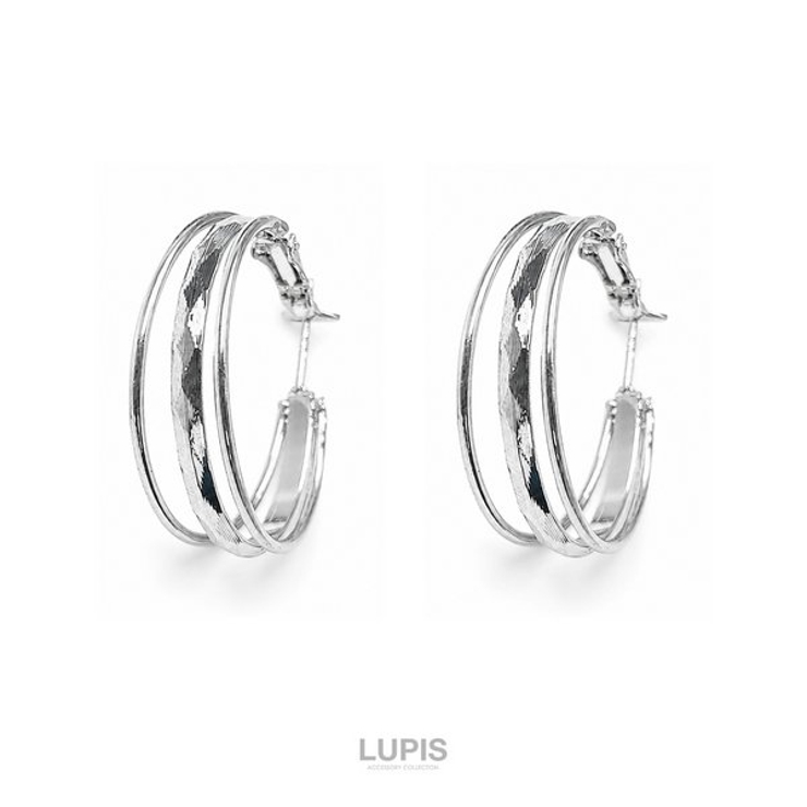 【S925ポスト】カットデザイントリプルラインフープピアス | LUPIS | 詳細画像3 