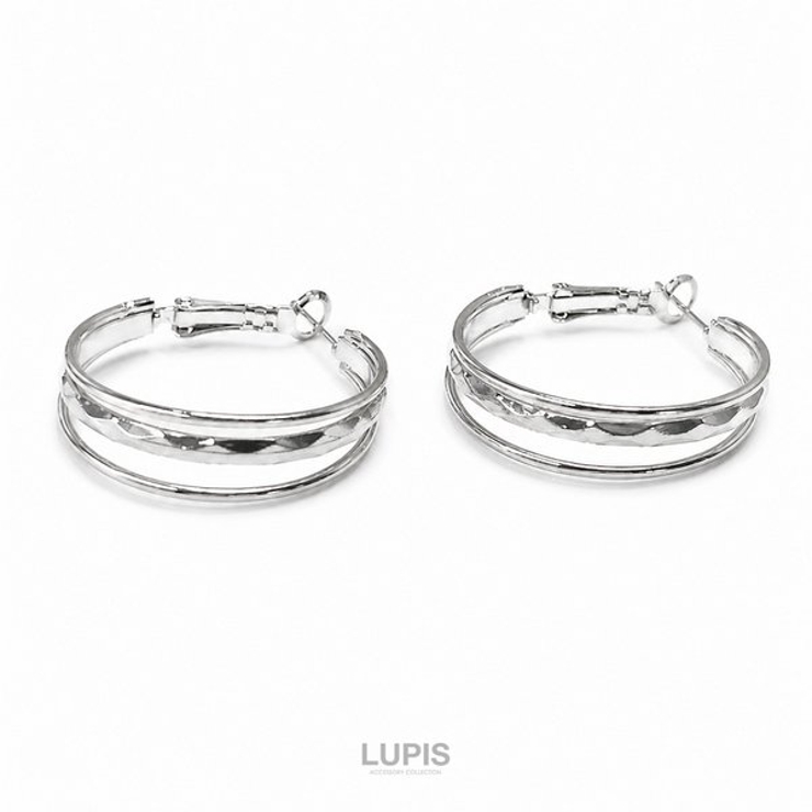 【S925ポスト】カットデザイントリプルラインフープピアス | LUPIS | 詳細画像4 