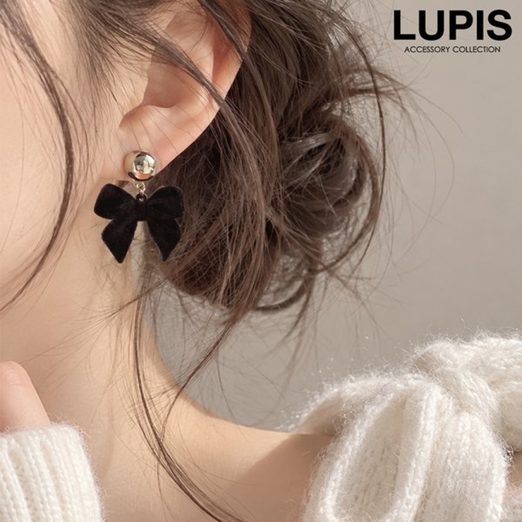 ベロア調リボンピアス | LUPIS | 詳細画像1 