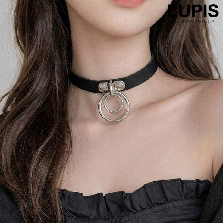 ダブルリングレザーチョーカーネックレス[品番：LPSA0002134]｜LUPIS