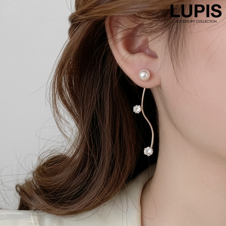 カーブストーンバックキャッチピアス【2way】 | LUPIS | 詳細画像1 