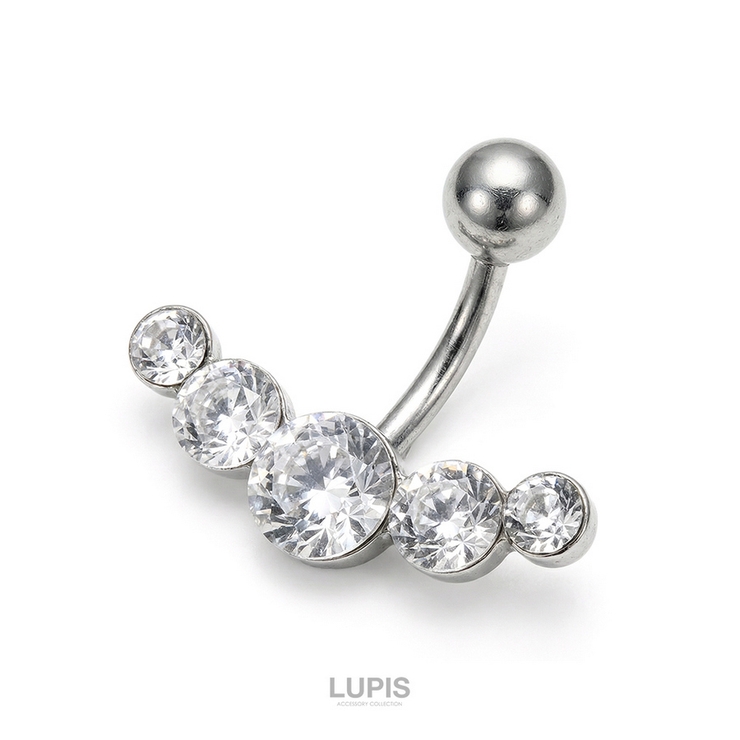 【14G】クリアビジューバナナバーベルボディピアス・へそピアス | LUPIS | 詳細画像2 