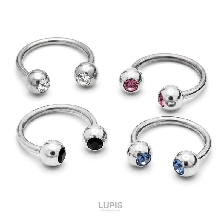 【16G】ダブルジュエルサーキュラーバーベルボディピアス | LUPIS | 詳細画像2 