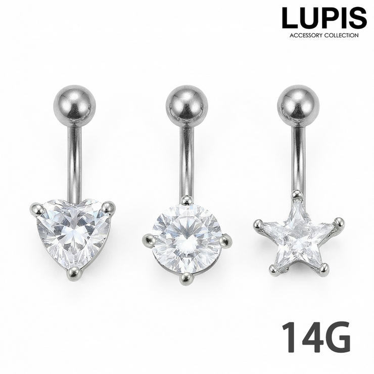 【14G】モチーフストーンバナナバーベルボディピアス へそピアス | LUPIS | 詳細画像1 