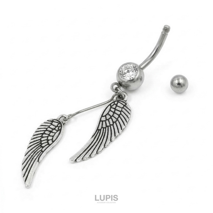 【14G】ツインウイングバナナバーベルボディピアス・へそピアス | LUPIS | 詳細画像3 