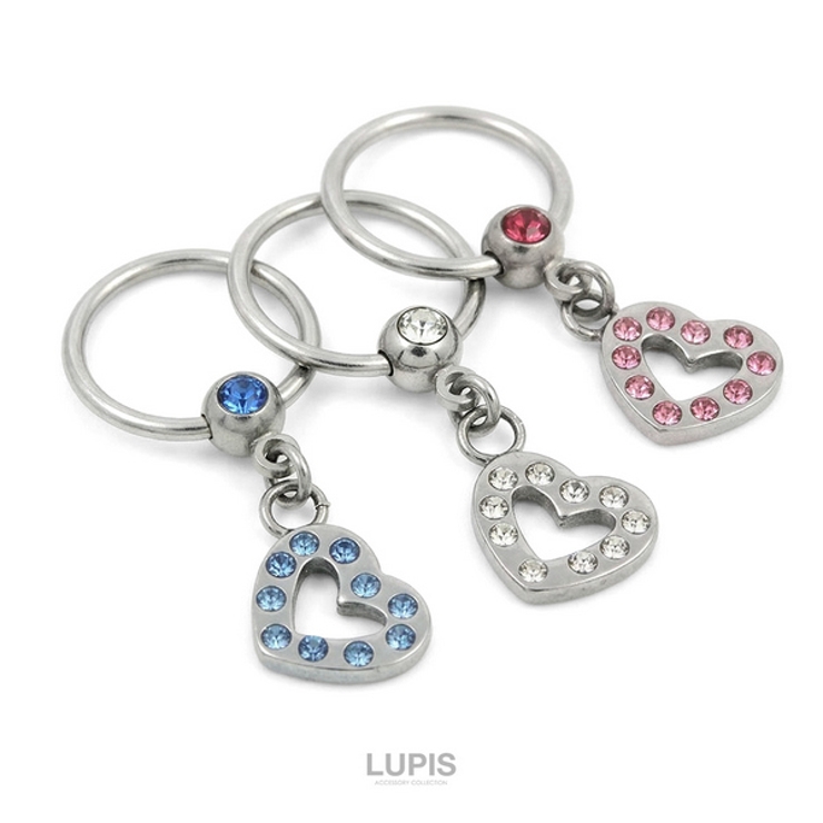 【16G】ハートチャームキャプティブジュエルビーズリングボディピアス | LUPIS | 詳細画像2 