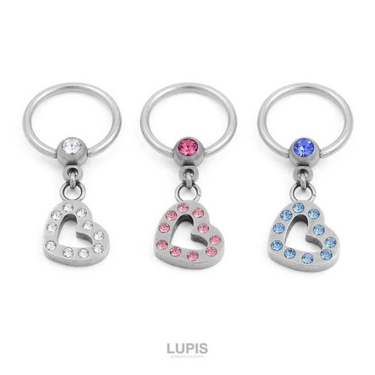 【16G】ハートチャームキャプティブジュエルビーズリングボディピアス | LUPIS | 詳細画像3 