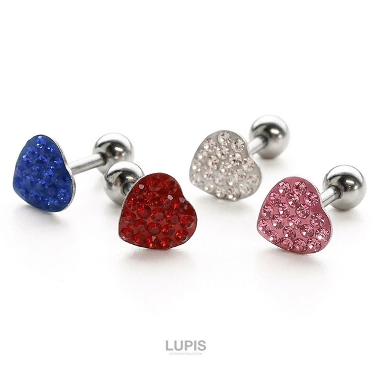 【16G】パヴェカラーハートストレートバーベルボディピアス | LUPIS | 詳細画像2 