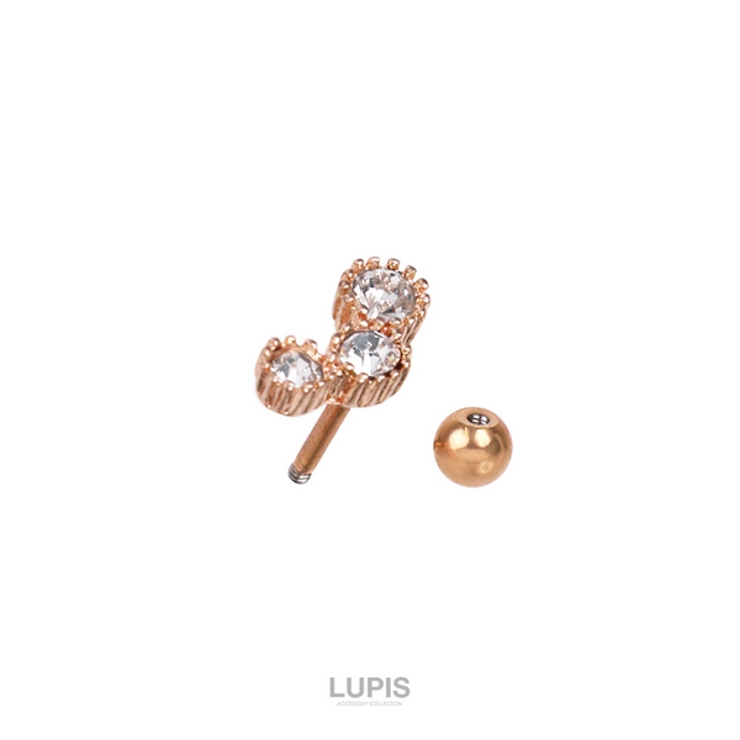 【16G】スリーストーンストレートバーベルボディピアス | LUPIS | 詳細画像8 