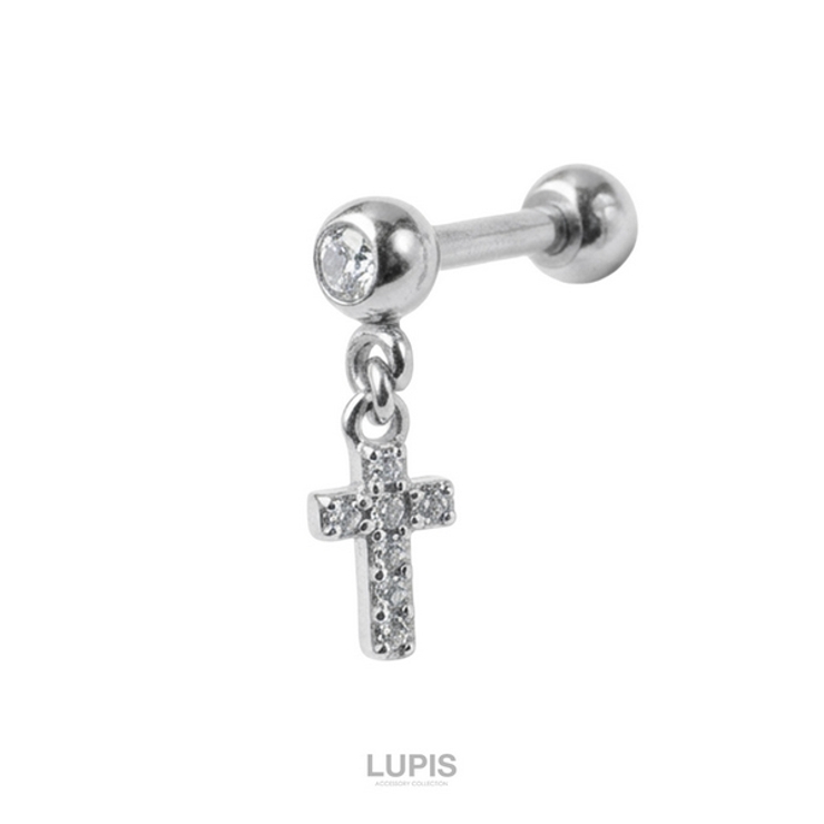 【16G】クロス×ムーンストレートバーベルボディピアス | LUPIS | 詳細画像3 
