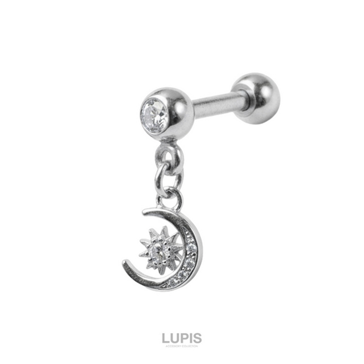 【16G】クロス×ムーンストレートバーベルボディピアス | LUPIS | 詳細画像4 