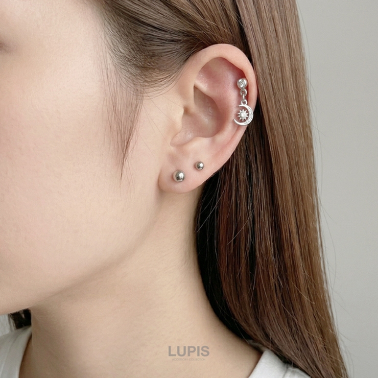 【16G】クロス×ムーンストレートバーベルボディピアス | LUPIS | 詳細画像5 