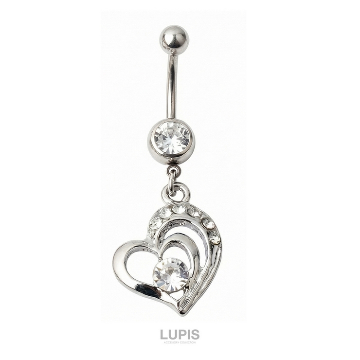 【14G】2連オープンハート＆ジュエルバナナバーベルボディピアス・へそピアス | LUPIS | 詳細画像3 
