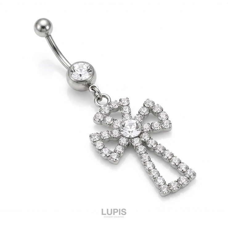 【14G】クロスパヴェ＆ジュエルバナナバーベルボディピアス・へそピアス | LUPIS | 詳細画像2 