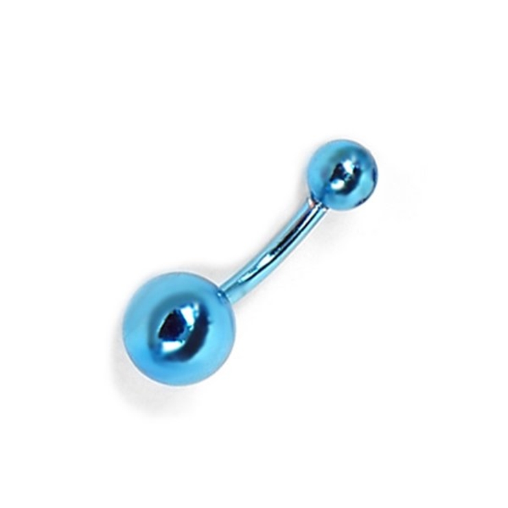 ブルー | 【14G】シンプルカラーバナナバーベルボディピアス へそピアス | LUPIS