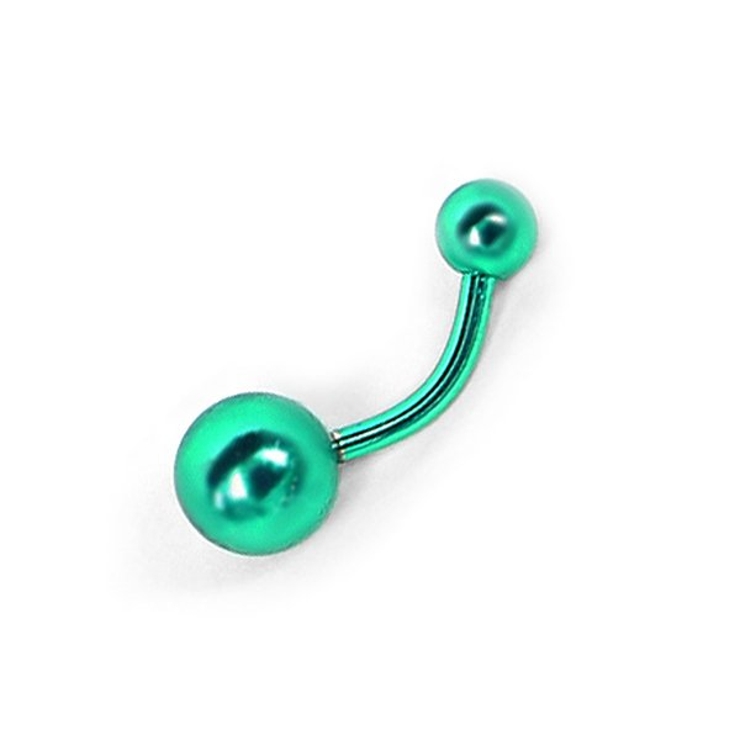 グリーン | 【14G】シンプルカラーバナナバーベルボディピアス へそピアス | LUPIS