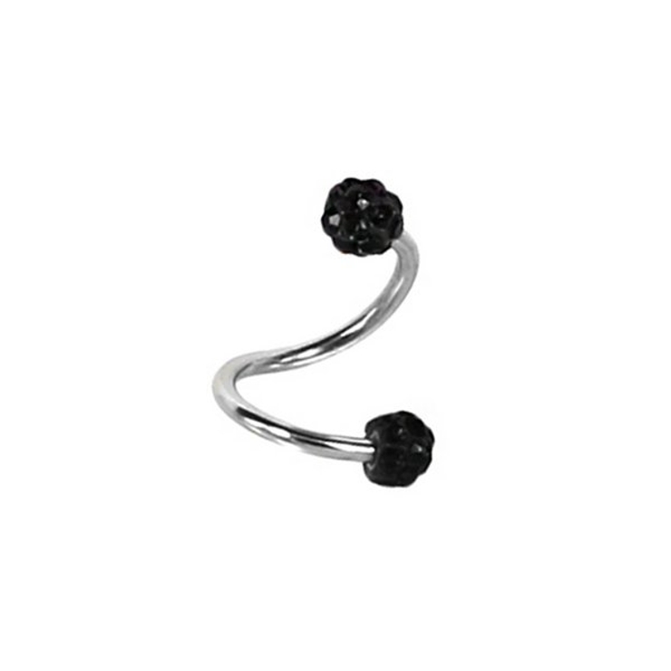 ブラック | 【16G】カラーパヴェスパイラルバーベルボディピアス | LUPIS