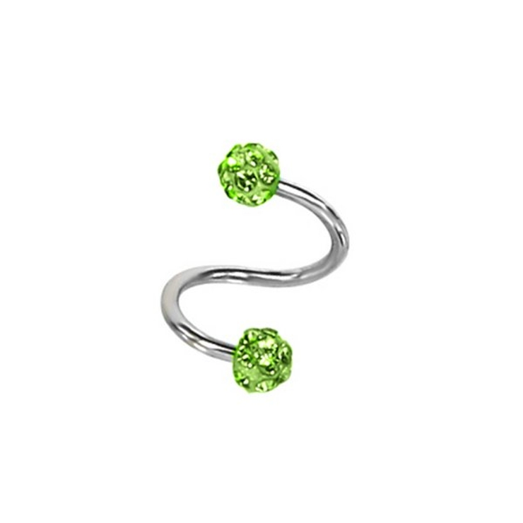 グリーン | 【16G】カラーパヴェスパイラルバーベルボディピアス | LUPIS