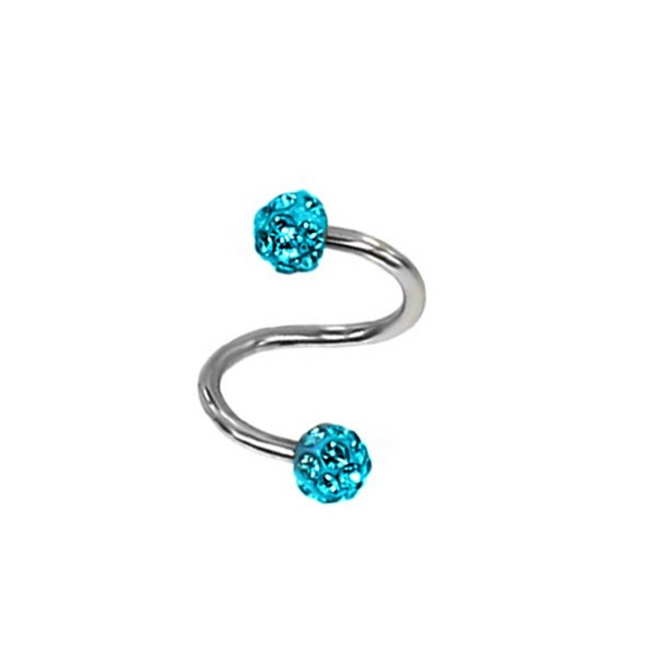 ライトブルー | 【16G】カラーパヴェスパイラルバーベルボディピアス | LUPIS