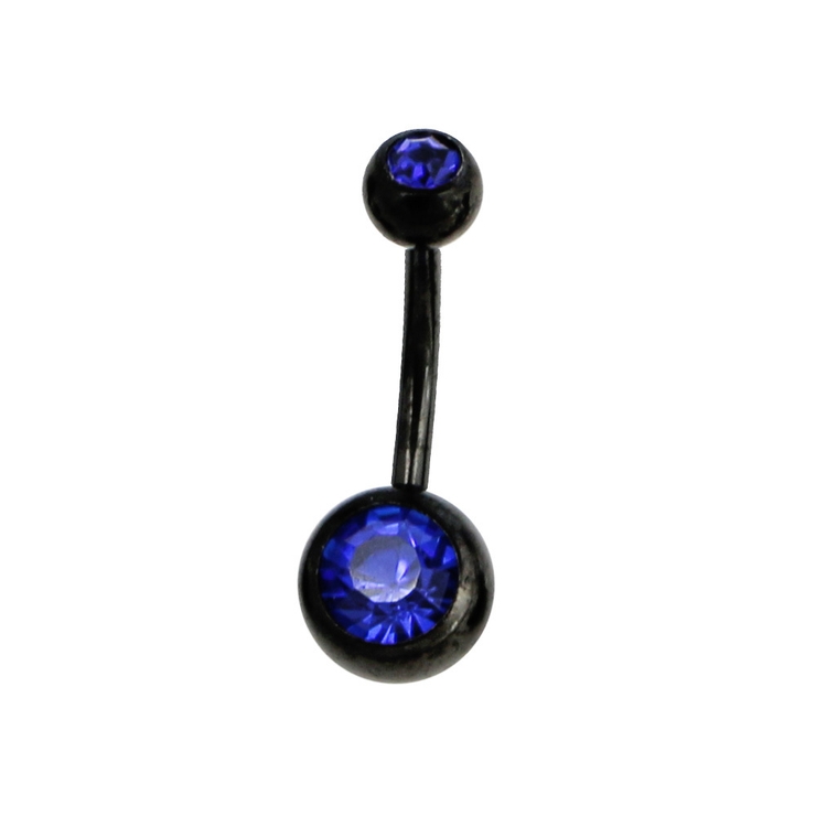 ブルー | ブラックジュエルバナナバーベルボディピアス へそピアス | LUPIS