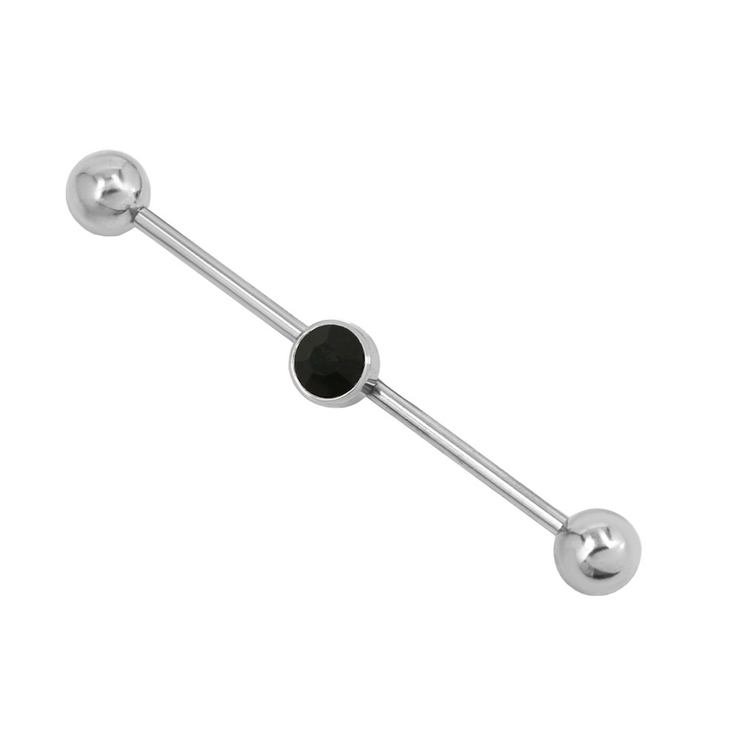 ブラック | 【14G】ジュエルインダストリアルストレートバーベルボディピアス | LUPIS