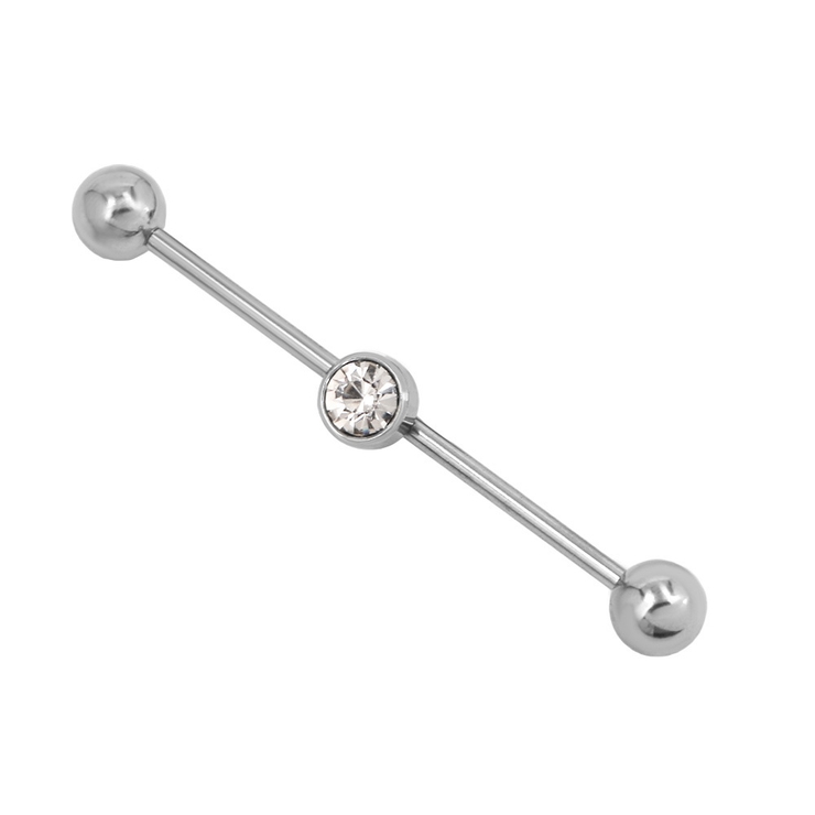 クリア | 【14G】ジュエルインダストリアルストレートバーベルボディピアス | LUPIS