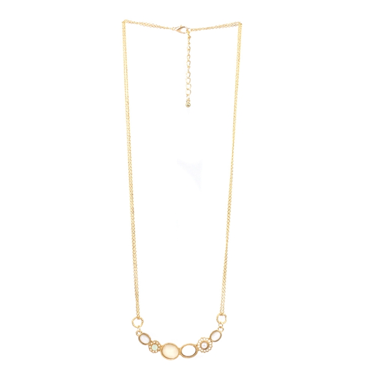 ホワイト | パールビジュー2連チェーンネックレス 【アクセサリー アクセ | LUPIS