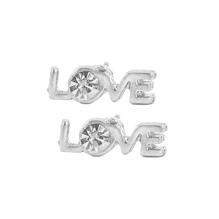 シルバー | LOVE文字ストーンピアス 【ピアス アクセサリー | LUPIS