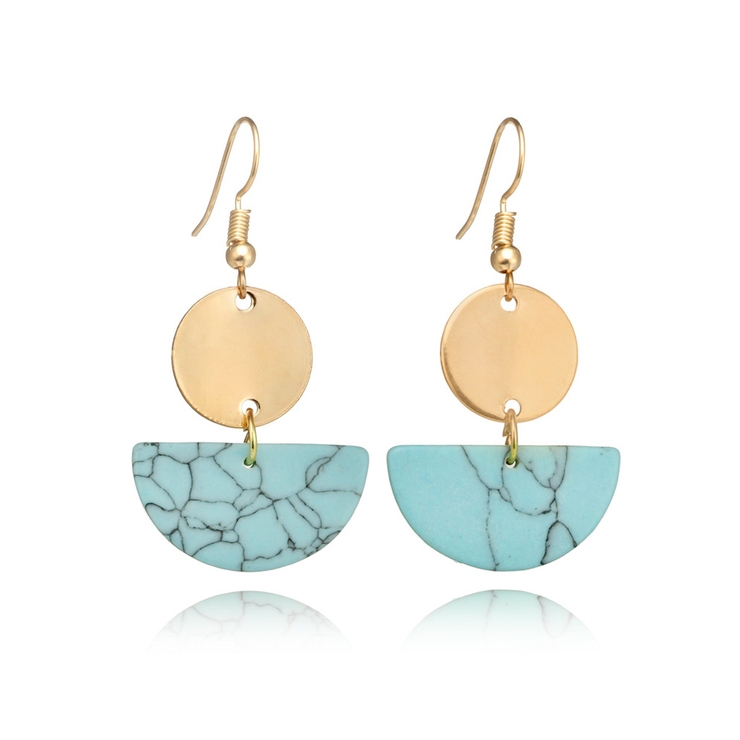 ターコイズ | マーブルハーフプレートフックピアス 【アクセサリー アクセ | LUPIS