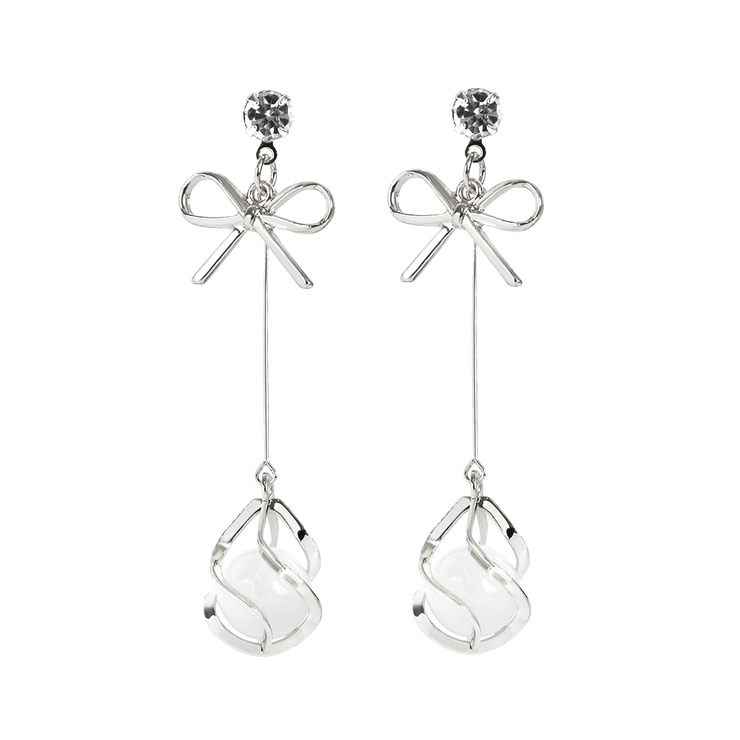 シルバー | リボンロングチャームピアス 【アクセサリー アクセ | LUPIS