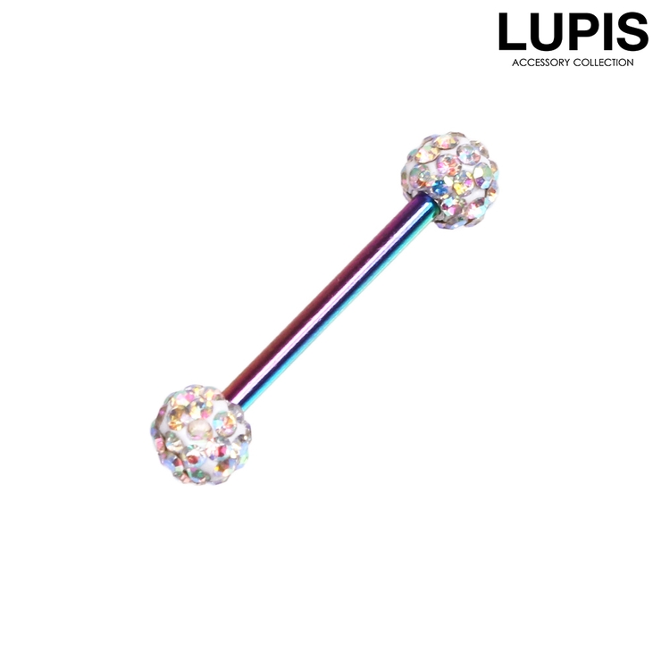 レインボー | 【14G】パヴェボールストレートバーベルボディピアス | LUPIS