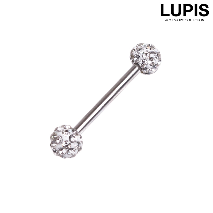 シルバー | 【14G】パヴェボールストレートバーベルボディピアス | LUPIS