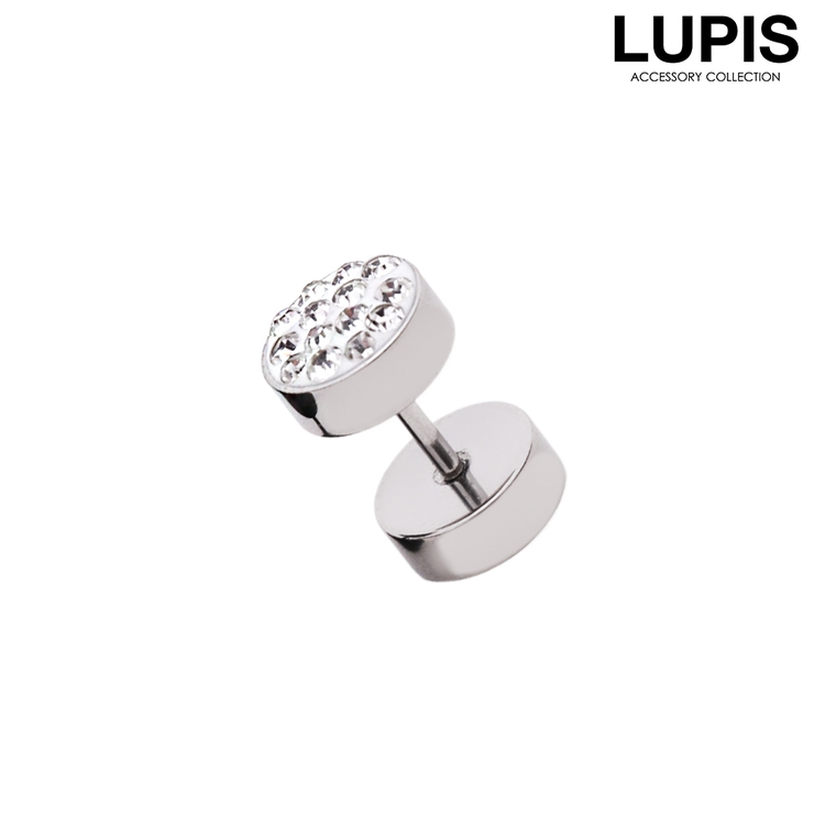 シルバー | 【18G】パヴェダンベルストレートバーベルボディピアス | LUPIS