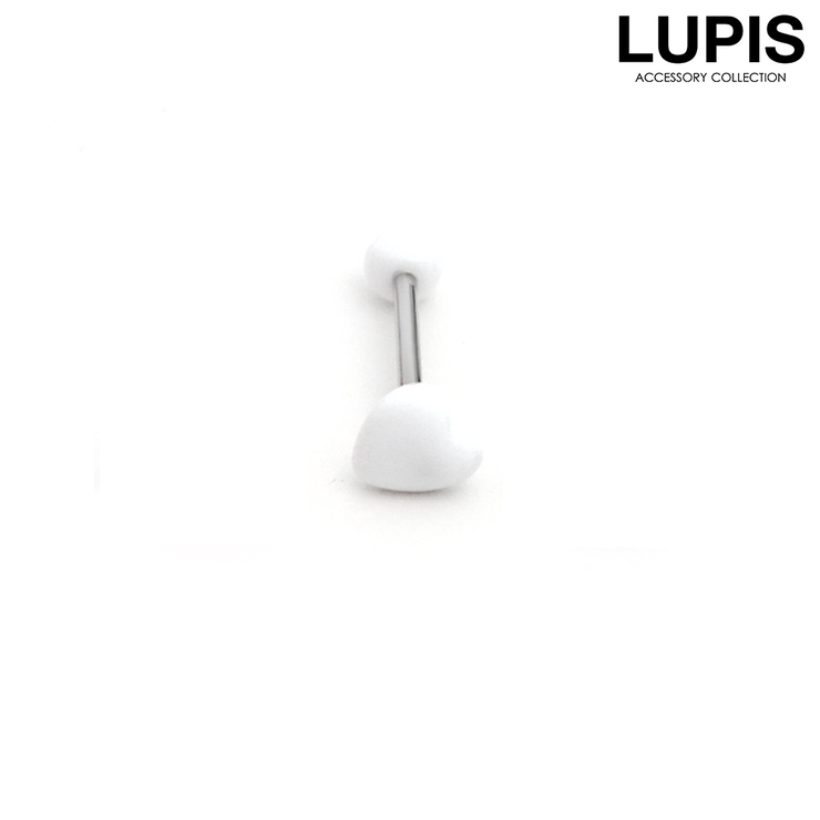 ホワイト | 【14G】ぷっくりハートストレートバーベルボディピアス | LUPIS