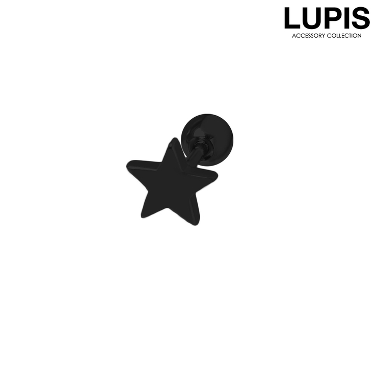ブラック | 【18G】スターストレートバーベルボディピアス | LUPIS