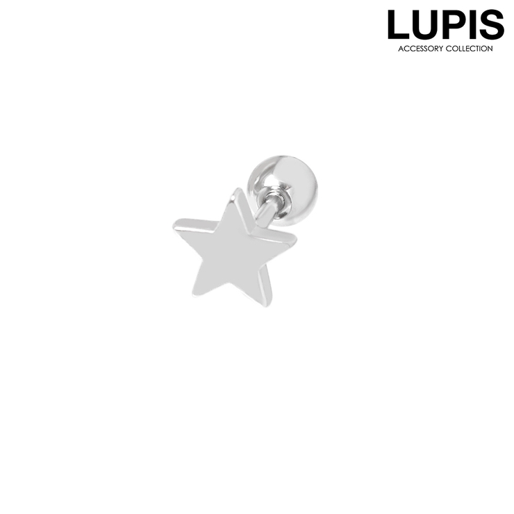 シルバー | 【18G】スターストレートバーベルボディピアス | LUPIS