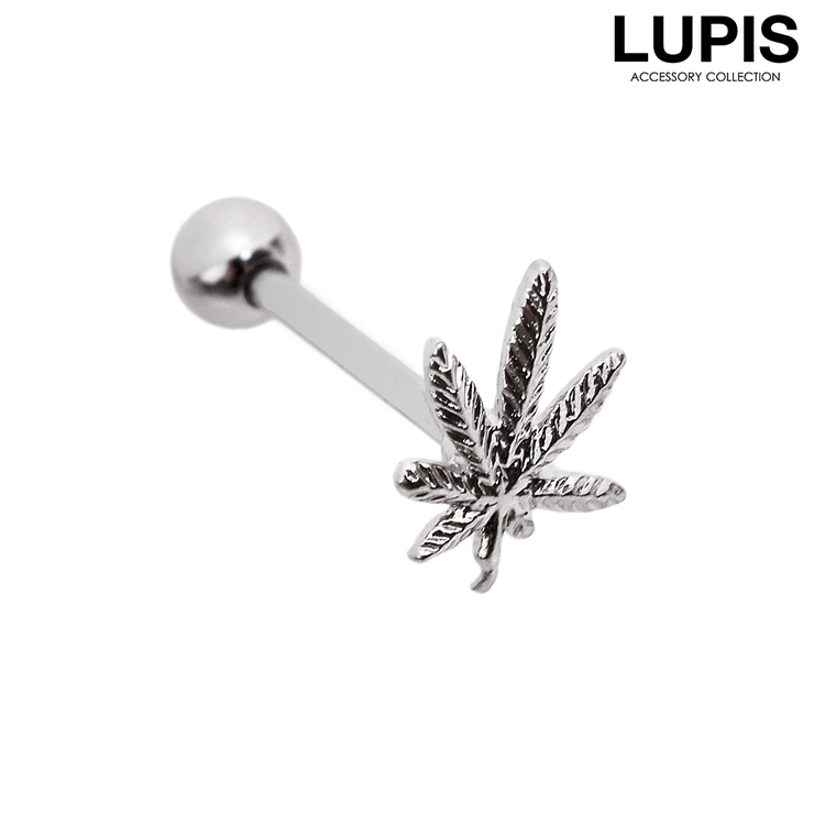 シルバー | 【14G】リーフロングストレートバーベルボディピアス | LUPIS