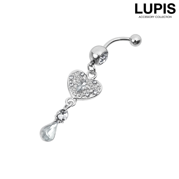 クリア | ハートティアドロップ＆ジュエルバナナバーベルボディピアス へそピアス | LUPIS
