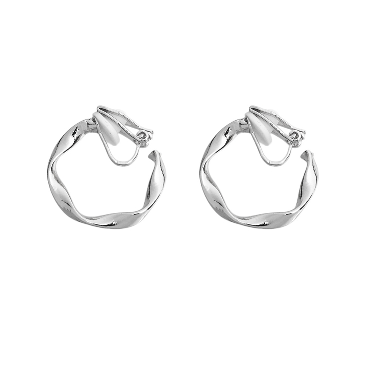 シルバー | シンプルツイストフープイヤリング | LUPIS