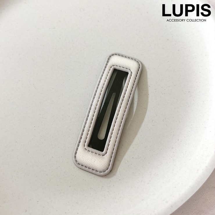 アイボリー | スクエアフレームレザーパッチンヘアピン | LUPIS