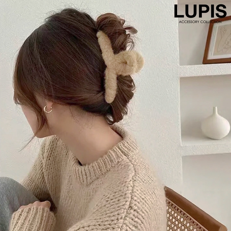 ベージュ | ファーバンスクリップ【ヘアアクセサリー】 | LUPIS