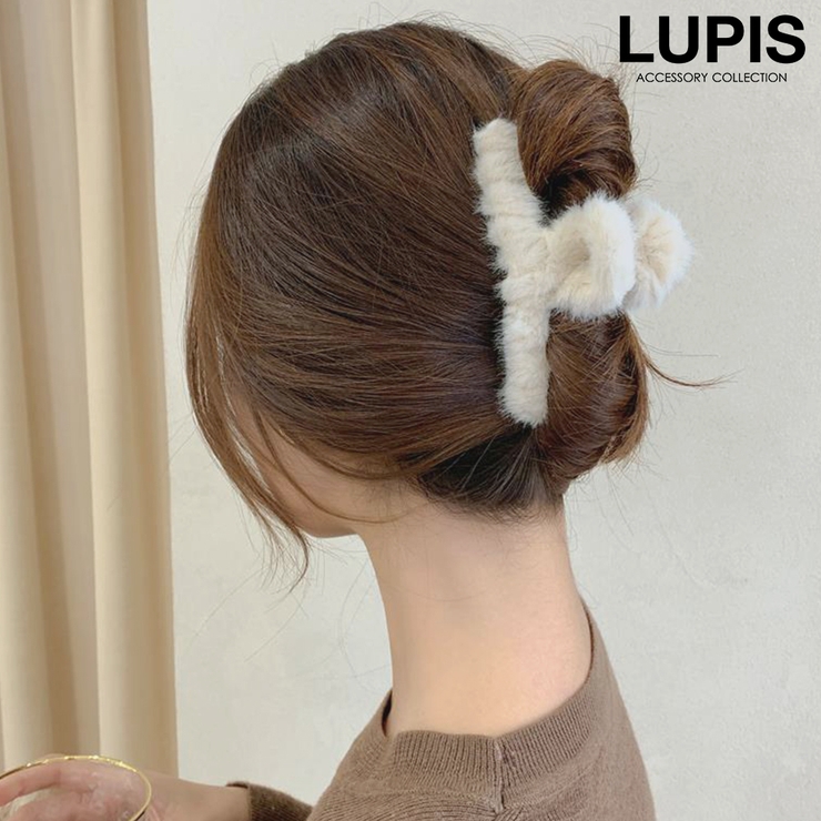 ホワイト | ファーバンスクリップ【ヘアアクセサリー】 | LUPIS