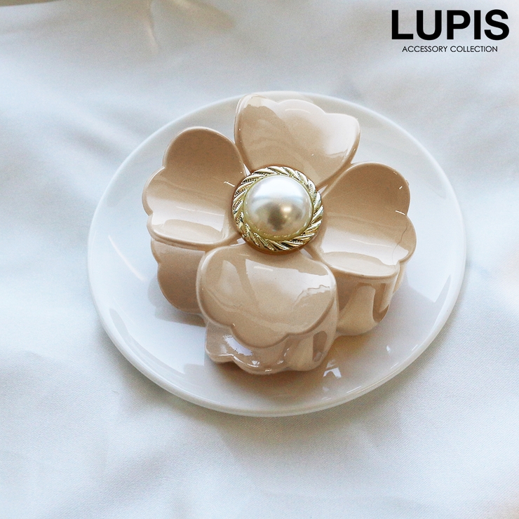 ベージュ | センターパールフラワーバンスクリップ 【ヘアクリップ バンスクリップ | LUPIS